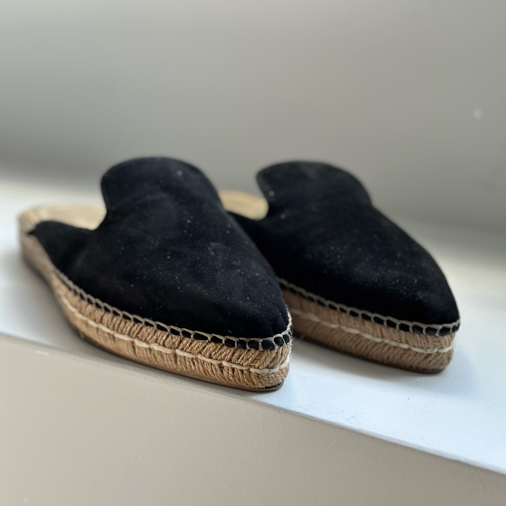 Prada black suede espadrille pointy toe mule size 39.5 - Picture 2 of 6
